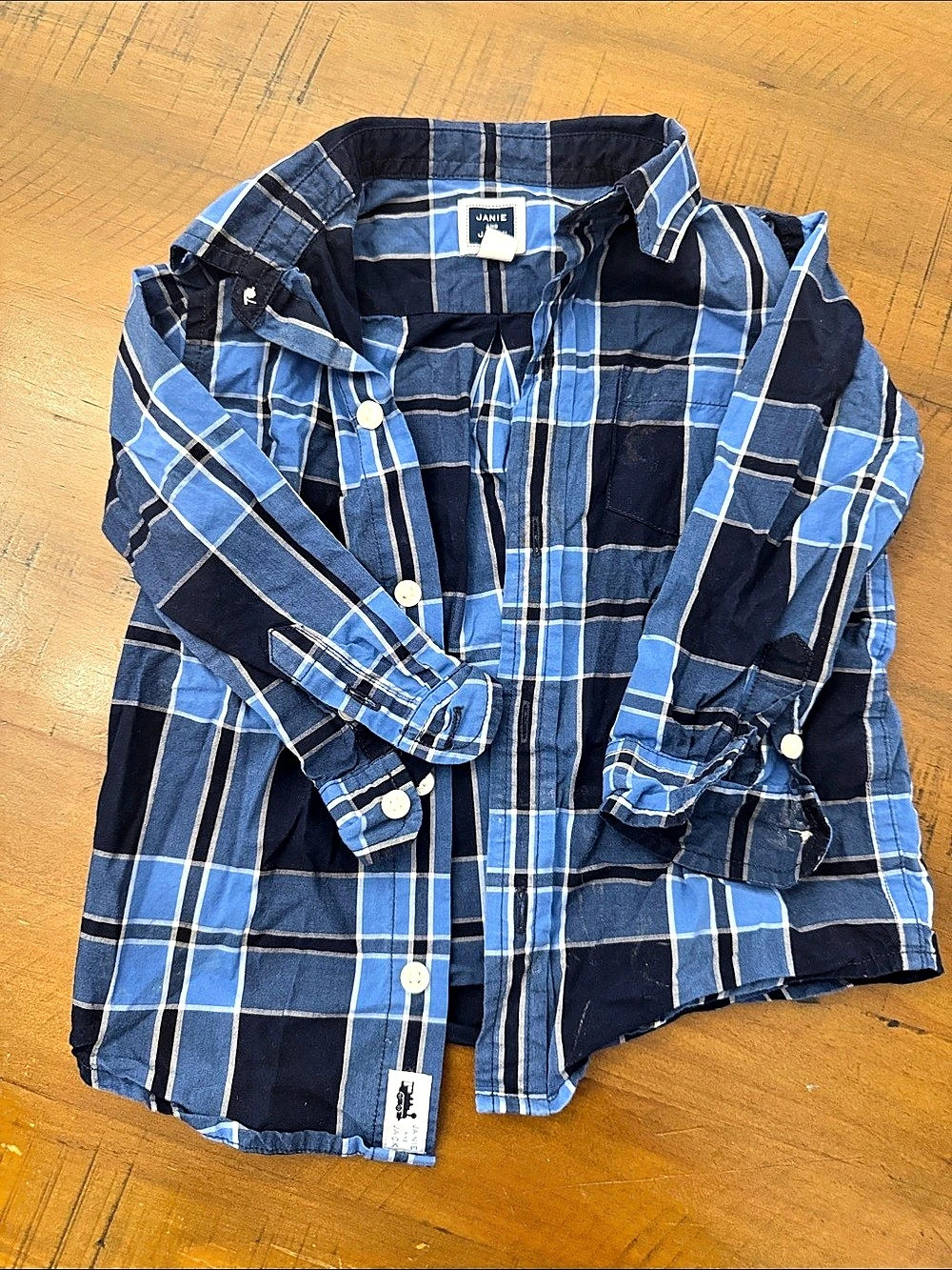 Janie and Jack Baby Plaid Button Down Blue 18-24 Months